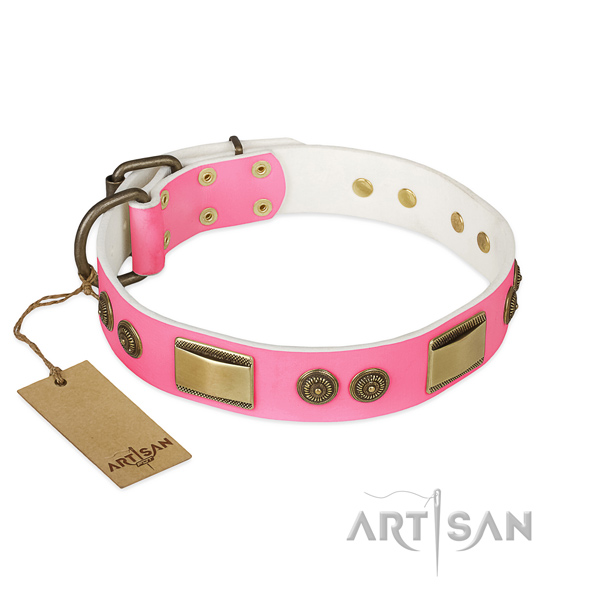 Extraordinary natural genuine leather dog collar for daily use