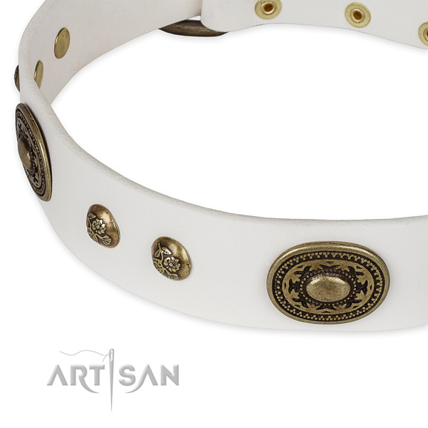 Perfect fit natural genuine leather collar for your attractive dog