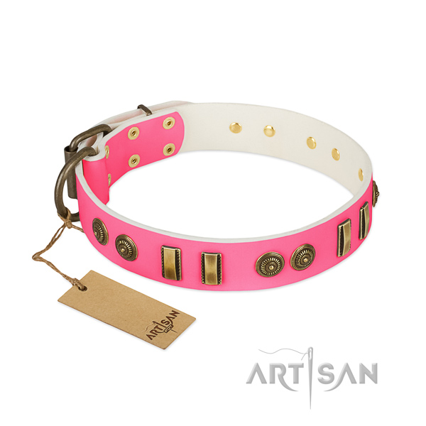 Easy to adjust full grain natural leather collar for your pet