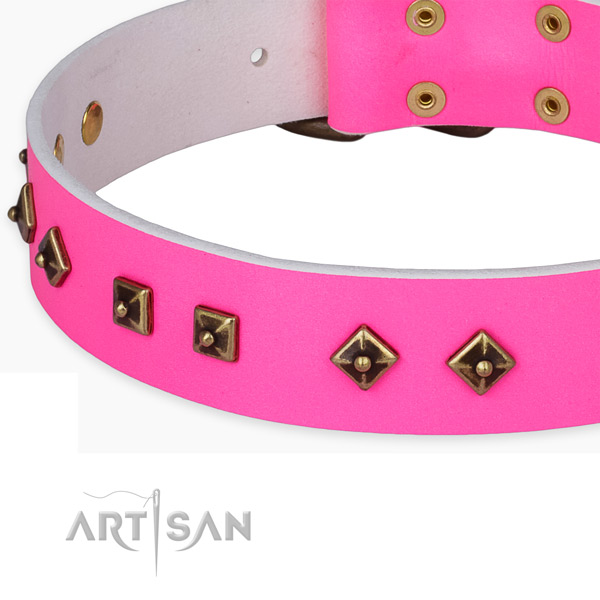 Easy to adjust full grain leather collar for your handsome dog