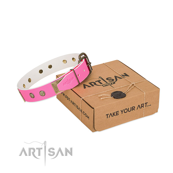 Durable studs on dog collar for easy wearing