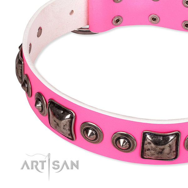 Best quality full grain natural leather dog collar handmade for your stylish four-legged friend