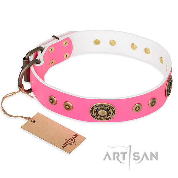 Full grain leather dog collar made of soft material with reliable fittings