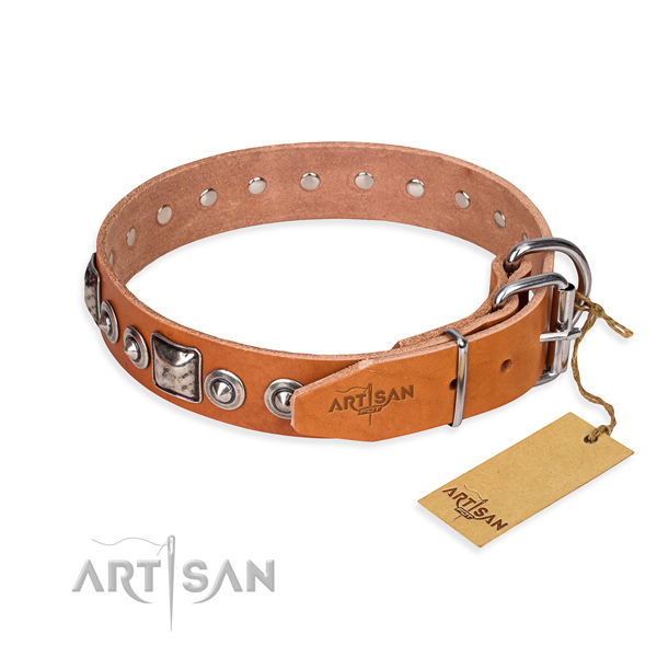 Top notch genuine leather dog collar crafted for daily use