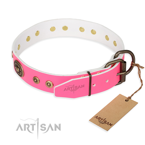 Leather dog collar made of best quality material with corrosion resistant decorations