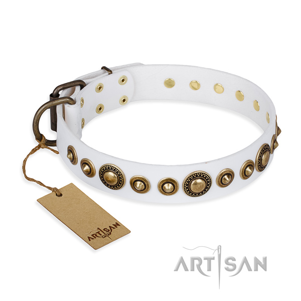 Flexible natural genuine leather collar handmade for your canine