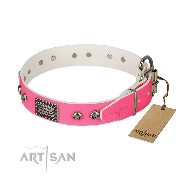 Strong studs on comfy wearing dog collar