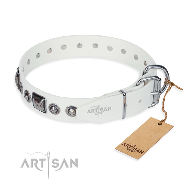 Soft to touch genuine leather dog collar created for daily use