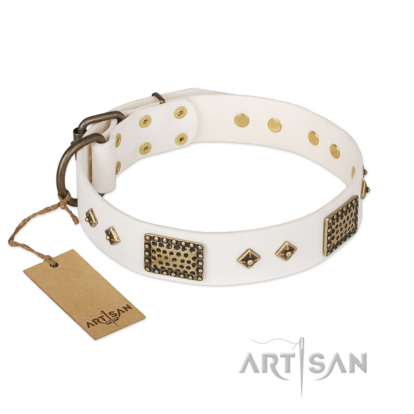 Comfortable genuine leather dog collar for comfy wearing