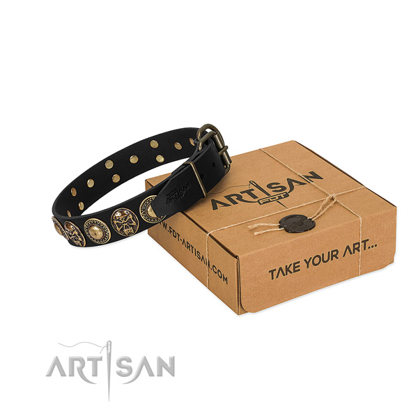Strong D-ring on dog collar for easy wearing