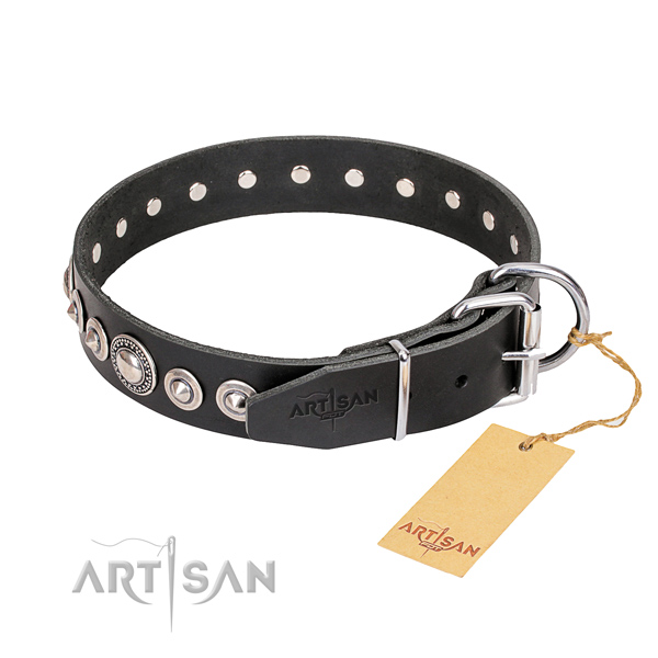Fine quality studded dog collar of genuine leather