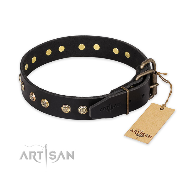 Durable hardware on full grain leather collar for your stylish canine
