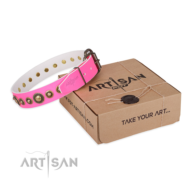 Top notch full grain natural leather dog collar crafted for everyday use