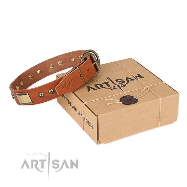 Fine quality full grain natural leather collar for your stylish pet