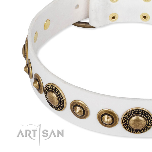 Top rate natural genuine leather dog collar handmade for your lovely dog