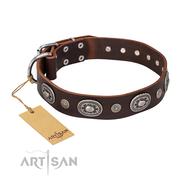 Gentle to touch full grain leather collar handmade for your doggie