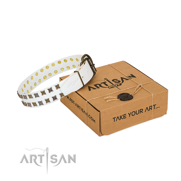 Durable full grain leather dog collar handmade for your doggie