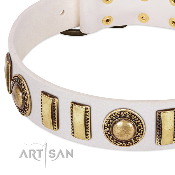Best quality full grain leather dog collar with rust resistant hardware
