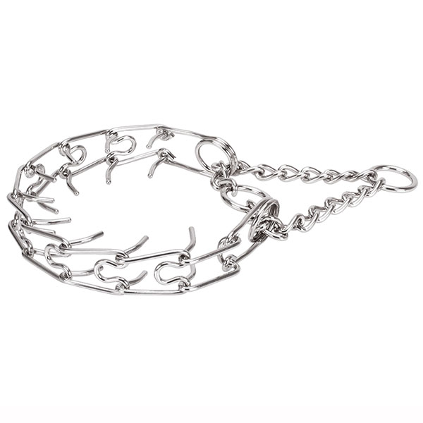 Reliable stainless steel dog prong collar for large canines