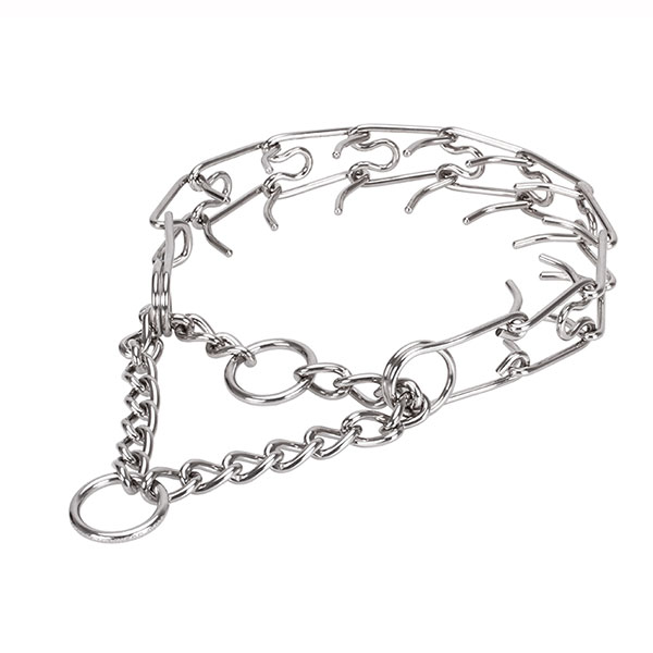 Stainless steel dog prong collar with removable prongs for medium and large pets
