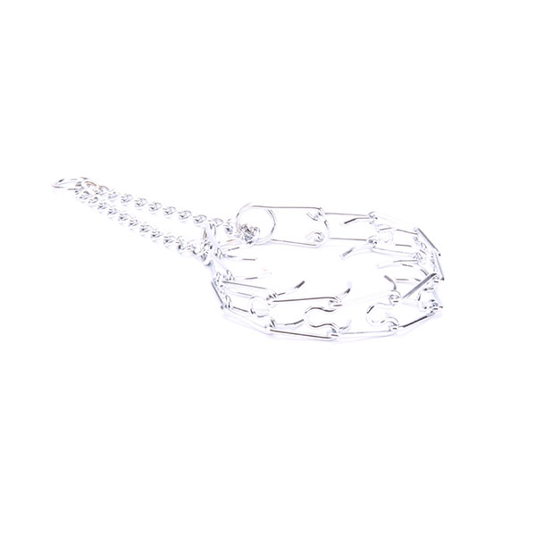 Chrome plated steel dog prong collar for aggressive dogs