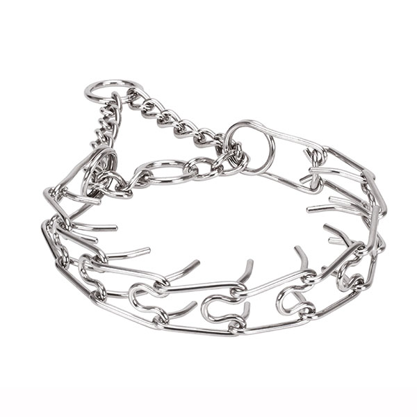 Corrosion proof stainless steel dog pinch collar with removable prongs