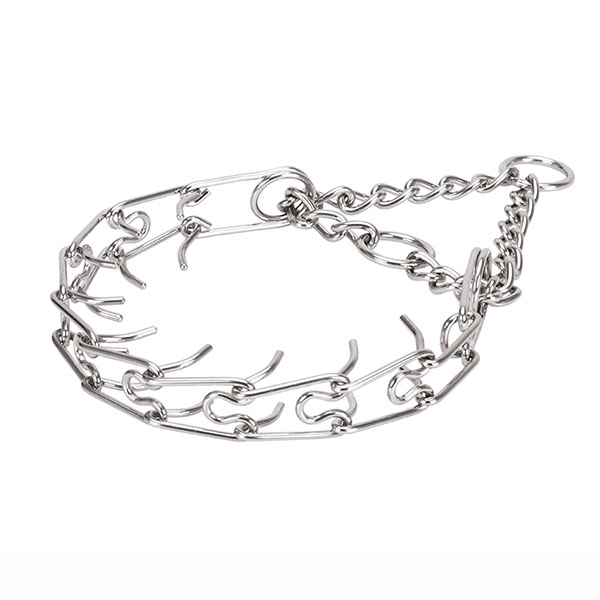 Medium dogs pinch collar with stainless steel removable prongs