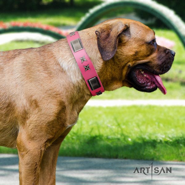 Cane Corso leather collar with strong buckle