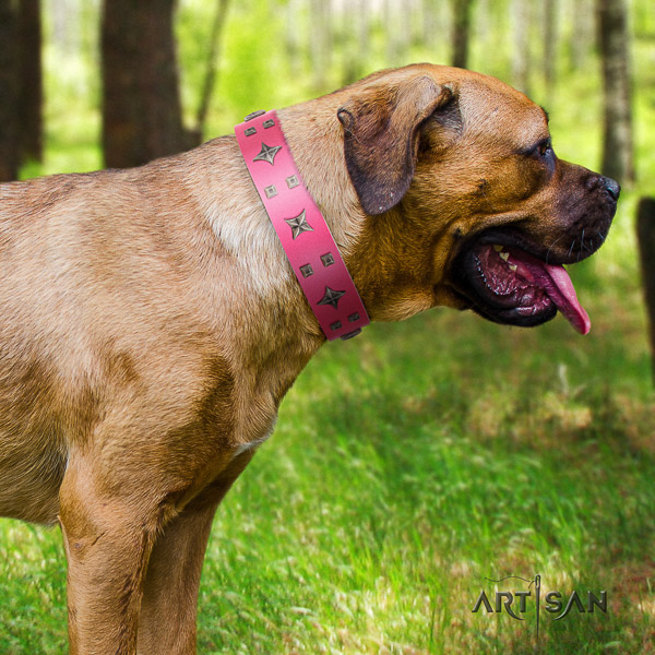 Cane Corso handmade genuine leather dog collar for handy use