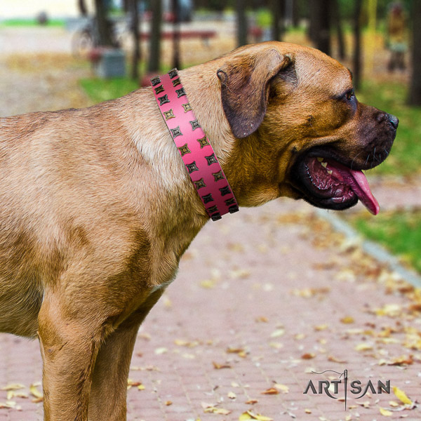 Cane Corso exquisite full grain genuine leather dog collar for handy use