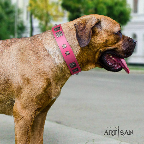 Cane Corso top quality full grain genuine leather dog collar for walking