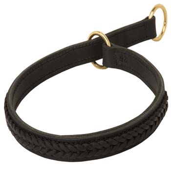 Braided leather collar for Cane Corso