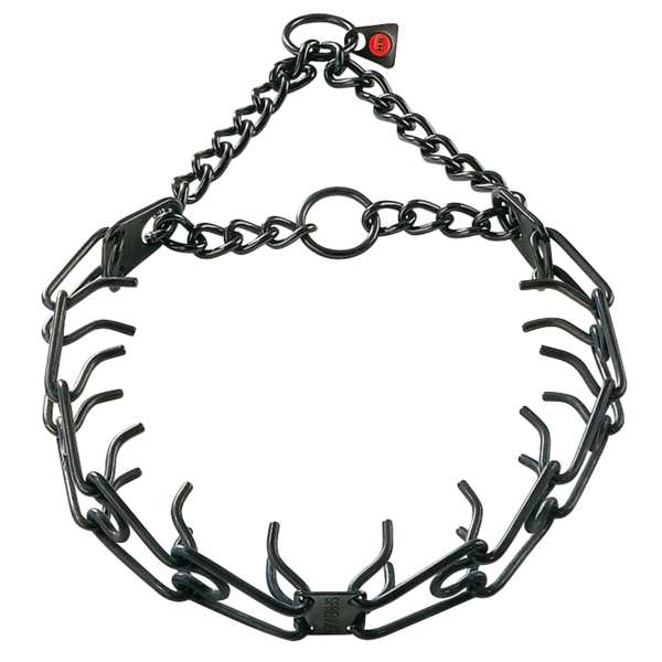 Black stainless steel prong collar for badly behaved dogs