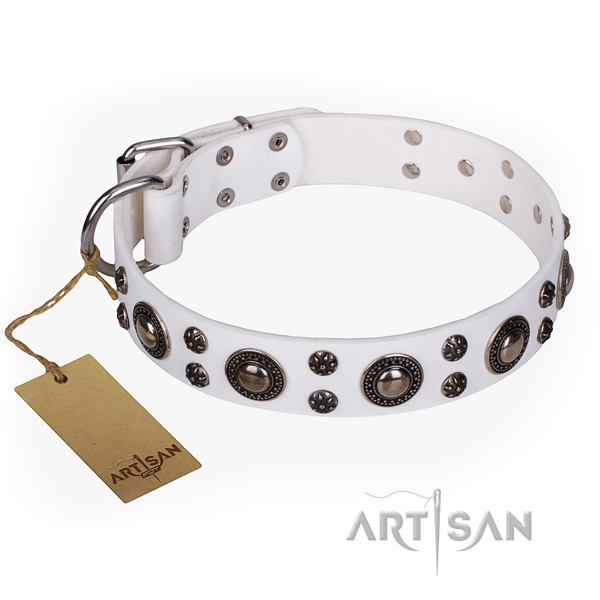Exceptional full grain natural leather dog collar for handy use