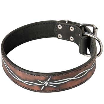 Fashion dog collar for Mastino made of 2 ply leather