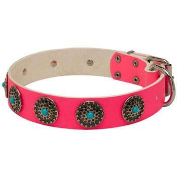 Dog collar pink leather extremely beautiful