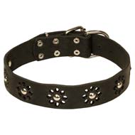 "Flower Style" Leather Dog Collar for Cane Corso