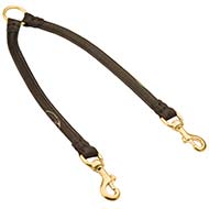 Fully Adjustable Leather Dog Coupler for Handling 2 Strong Canines