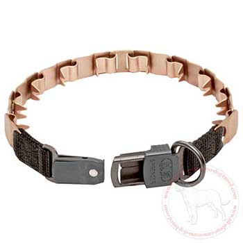 Neck tech dog collar with click lock buckle