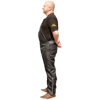 Nylon pants with zipper and velcro double closure
