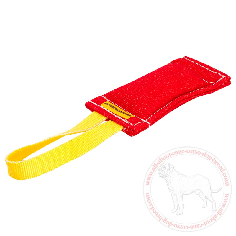 French Linen bite tug - 2 1/3 inch x 8 inch (6cm x 20 cm) with handle