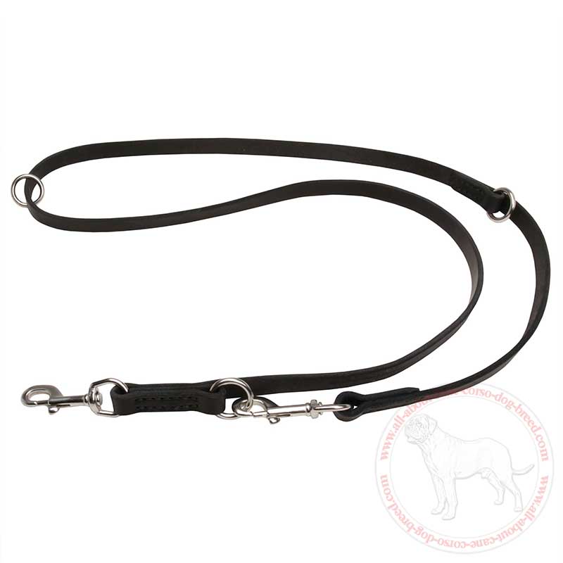 Multimode Leather Cane Corso Leash with Stainless Steel Snap Hooks