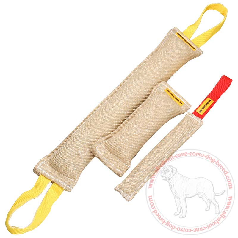 Compact Bite Training Set - 3 Jute Bite Tugs of Different Size for Training Cane Corso