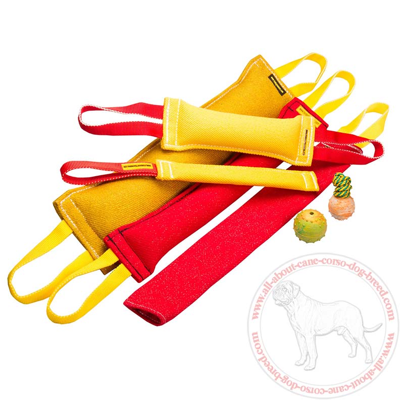 Set of 5 French linen Tugs with 3 Gift Rubber Balls - Huge Economy!