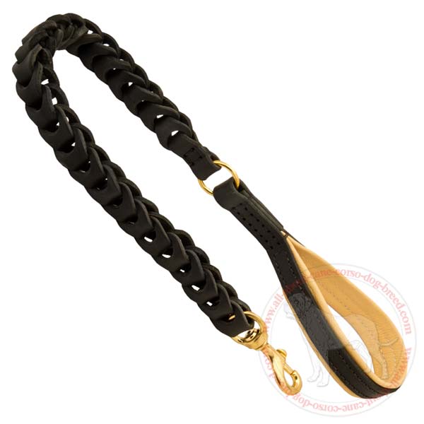 Unusual Braiding Leather Dog Leash for Cane Corso