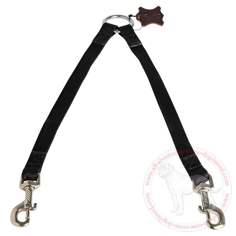 Nylon 2-Way Coupler Dog Leash for Walking TWO Canines