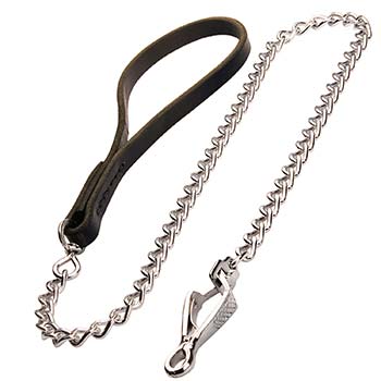 Metal Chain Dog Leash with Scissor Type Snap Hook
