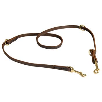 Buy Multifunctional Leather Dog Leash with 3 Rings for Cane Corso