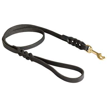 Decorated with Braids Leather Canine Leash