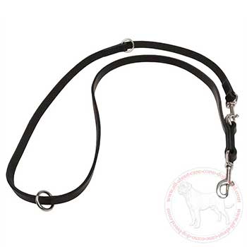 Leather dog leash for Cane Corso with two snap hooks